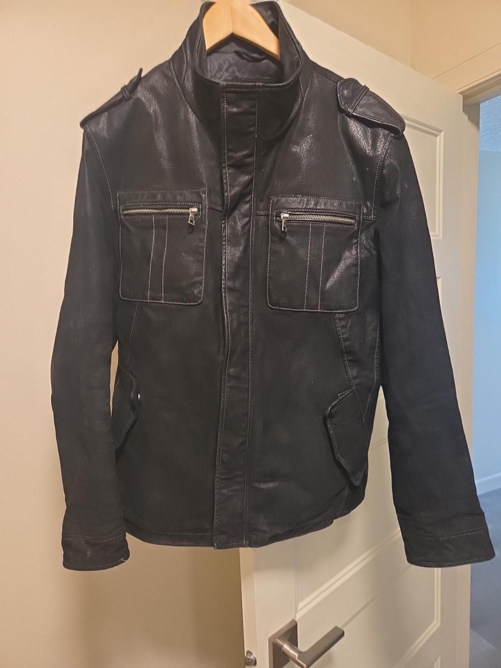 Danier Black Military Field Leather Jacket